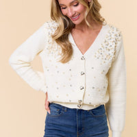 The Clara Rhinestone and Pearl Cardigan Sweater