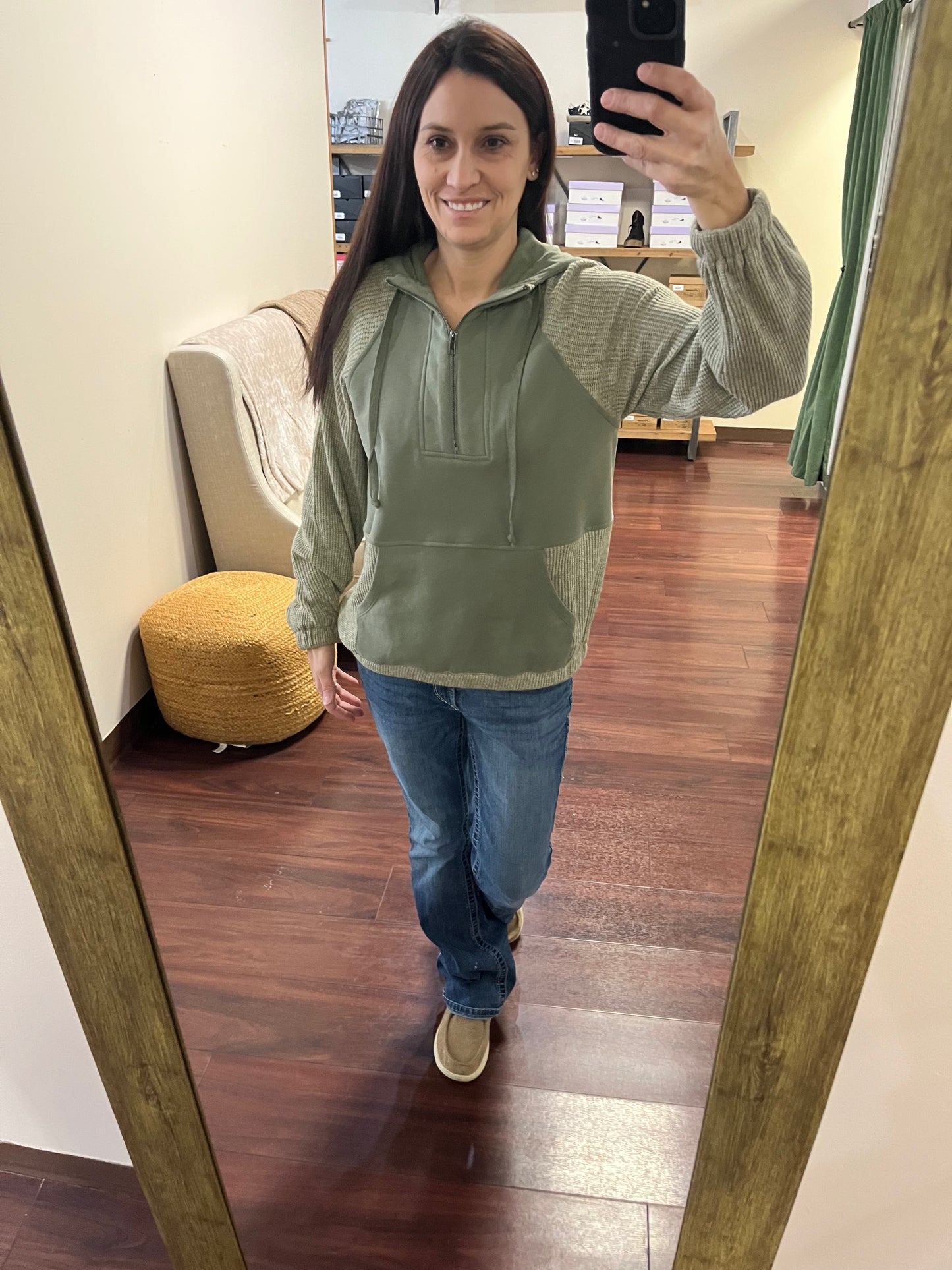 Green colored aAll Day zip up hoody 