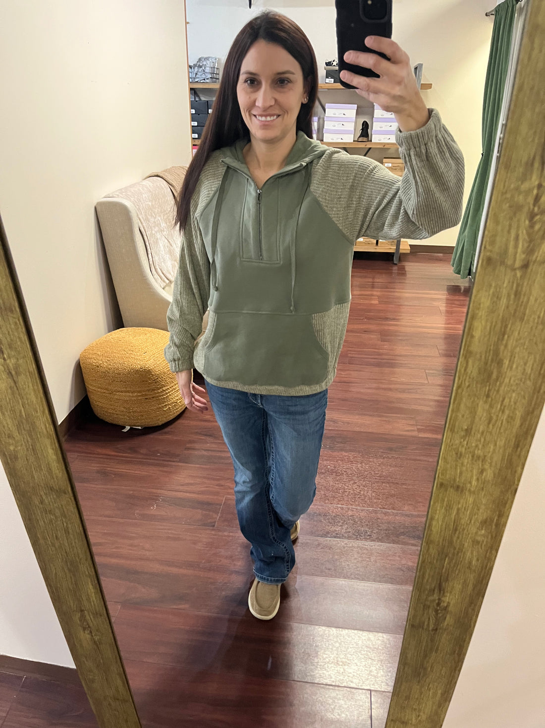 Green colored aAll Day zip up hoody 