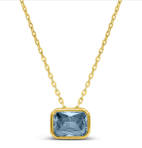 Aquamarine birthstone sideways slider necklace