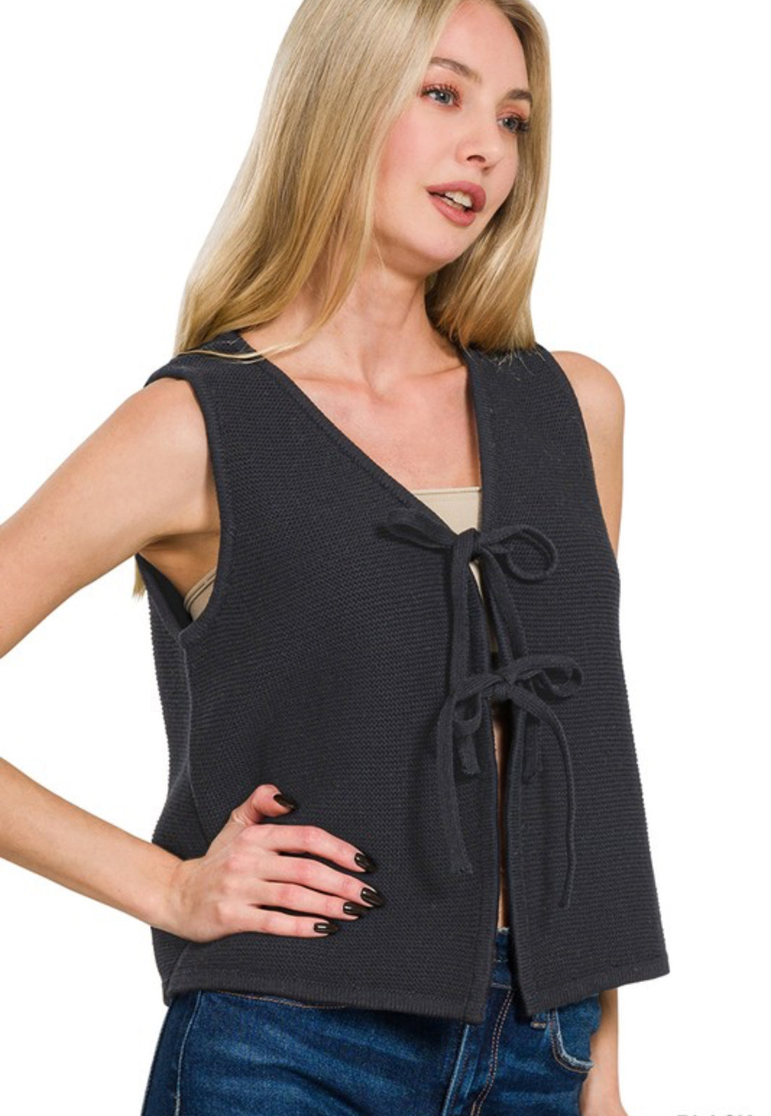 The Lynn V-Neck Tie Sweater Vest