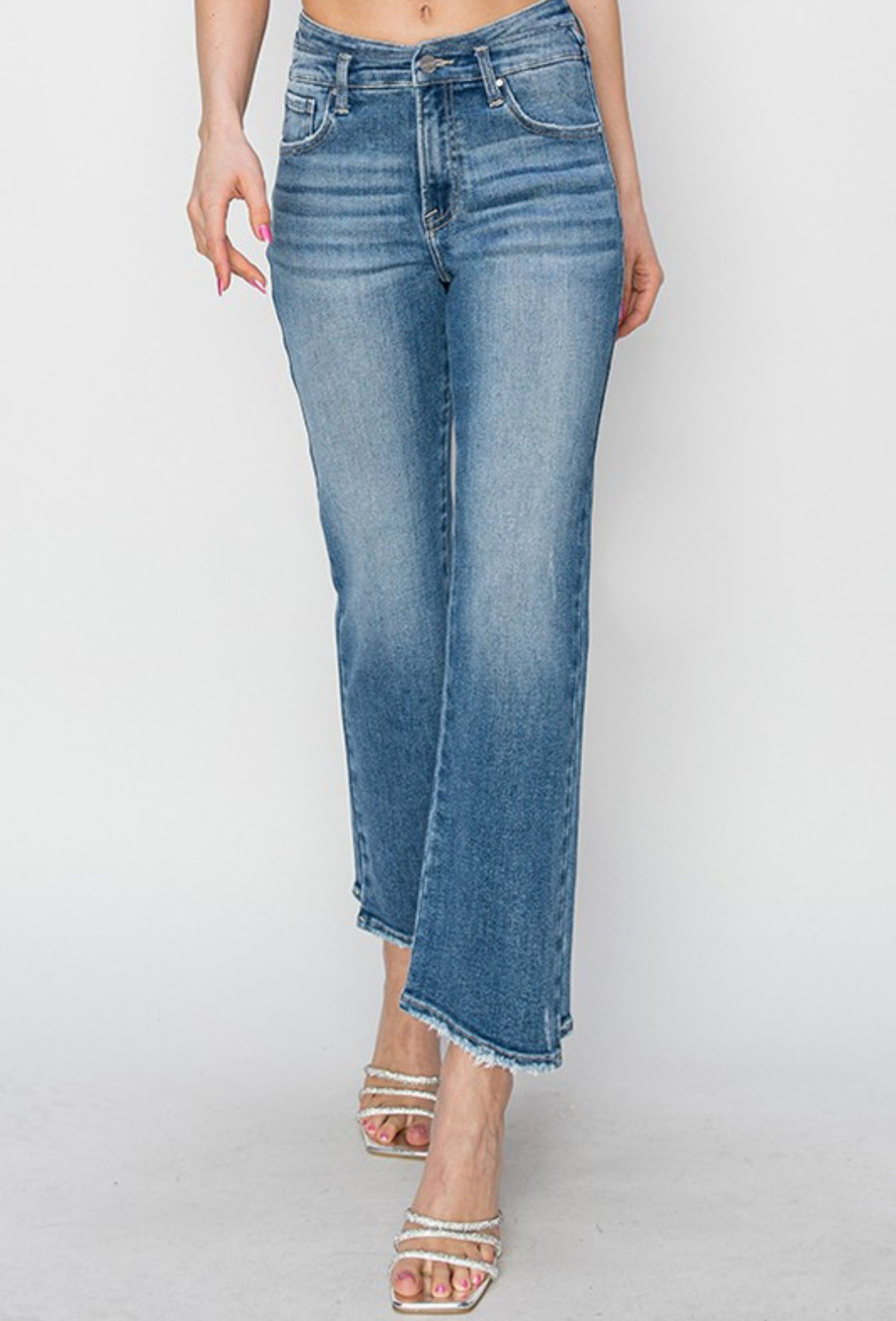 Risen High Rise Straight Leg Jeans