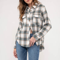 Law Of Attraction Green Plaid Top