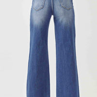 Risen HW Wide Leg Frayed Hem Jeans