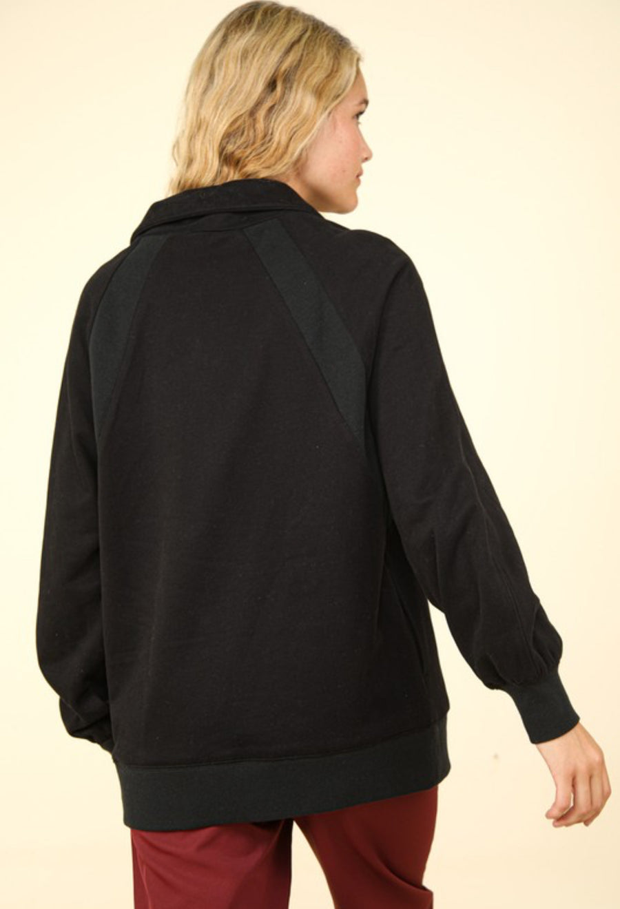 The Anna Black Quarter Zip Crewneck