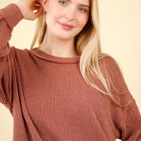 The Stephanie Cedar Wood Ribbed Top