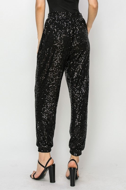 The Casi Black Sequins Joggers