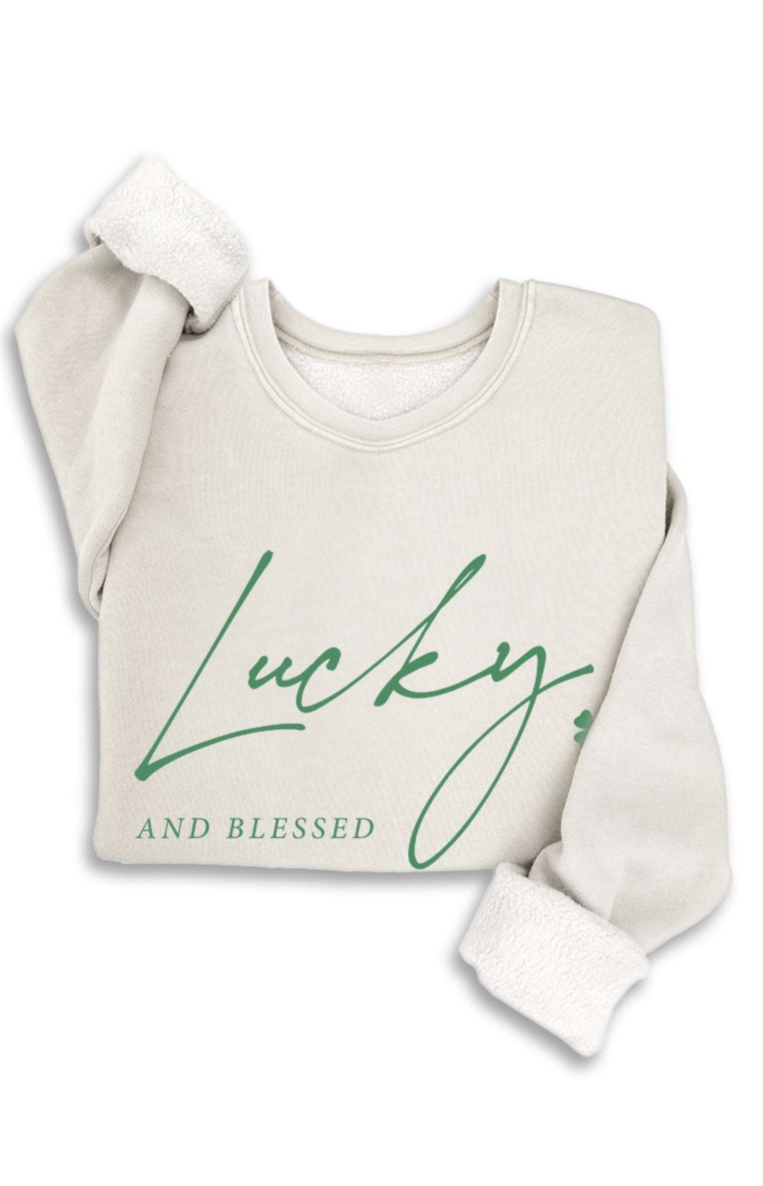 Lucky And Blessed White Crewneck