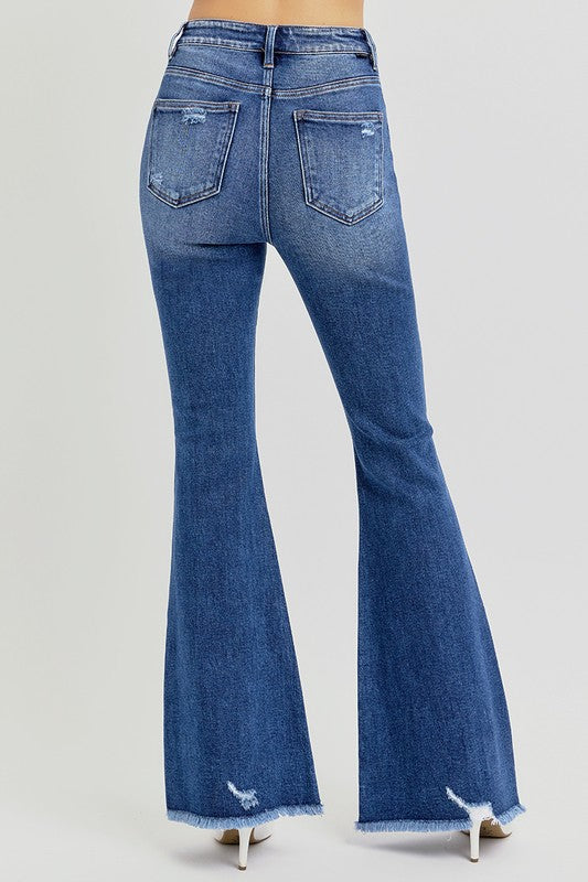 Risen High Rise Flare Denim