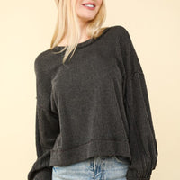 The Stephanie Charcoal Ribbed Top