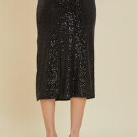 Black Sequin Midi Skirt