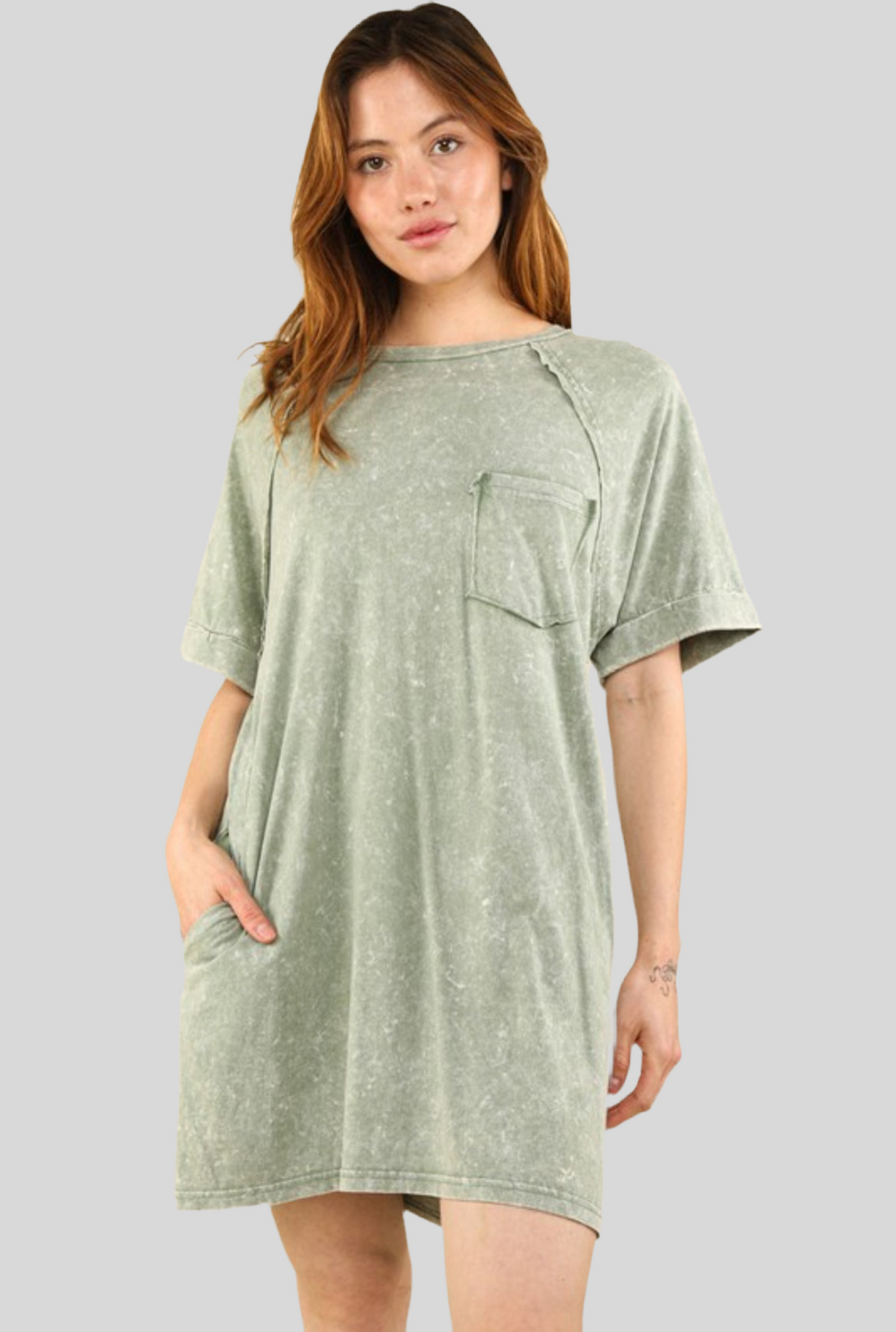 The Sage Basic Pocket T-Shirt Dress