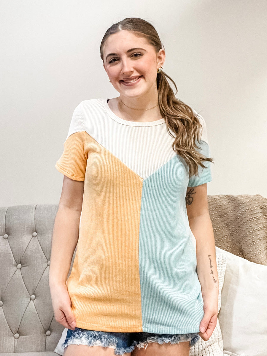 The Aubrey Knit Color Block Top