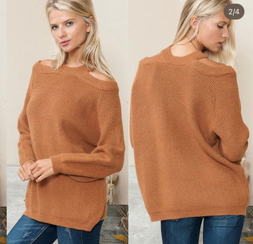 The Aliyah Rust Shoulder Sweater
