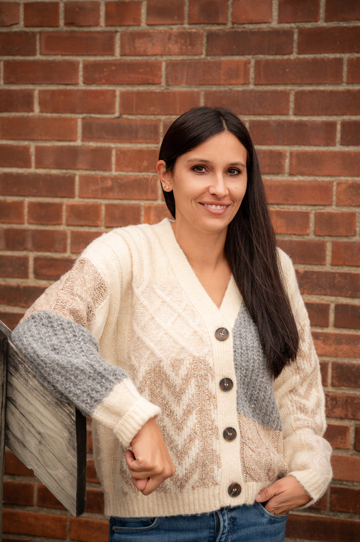 Soft and cozy patchwork cardigan