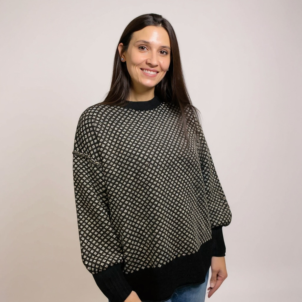 Black jacquard sweater 