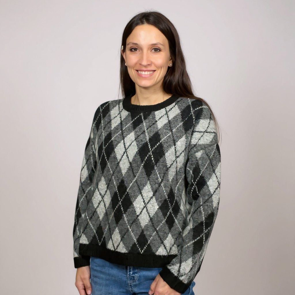 Black pattern crewneck sweater 