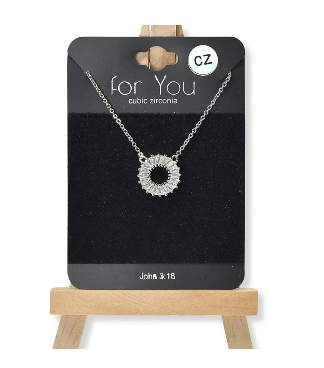 Round Cubic Zirconia Necklace (Silver & Gold)