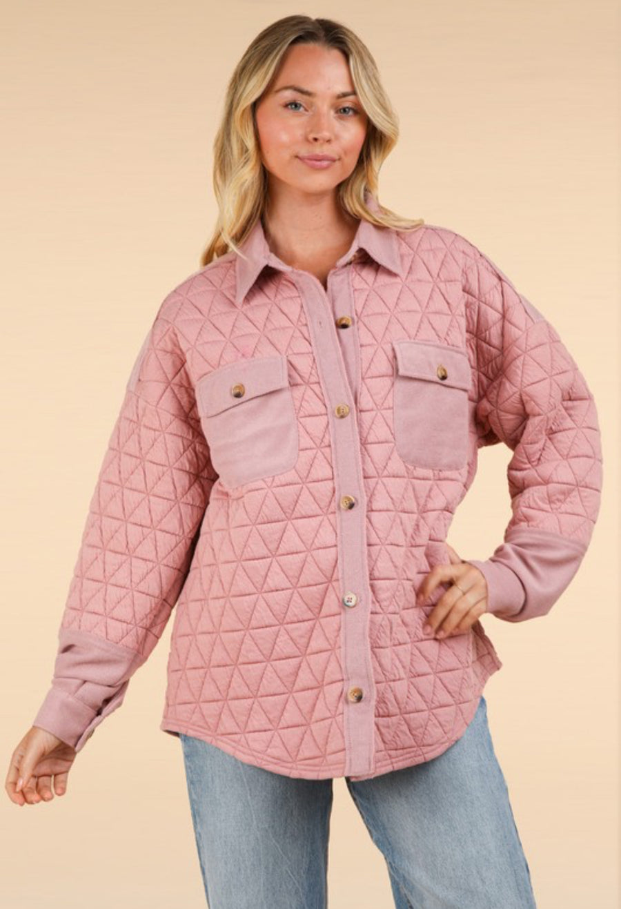 Blush Oversized Quilted Shacket