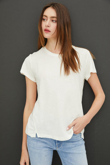 The Maisy Off White Classic Round Neck Tee