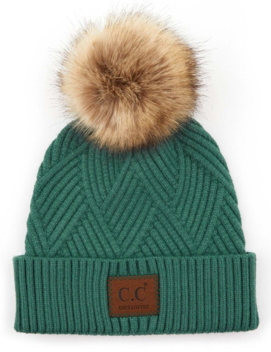 CC Criss Cross Suede Patch Beanie