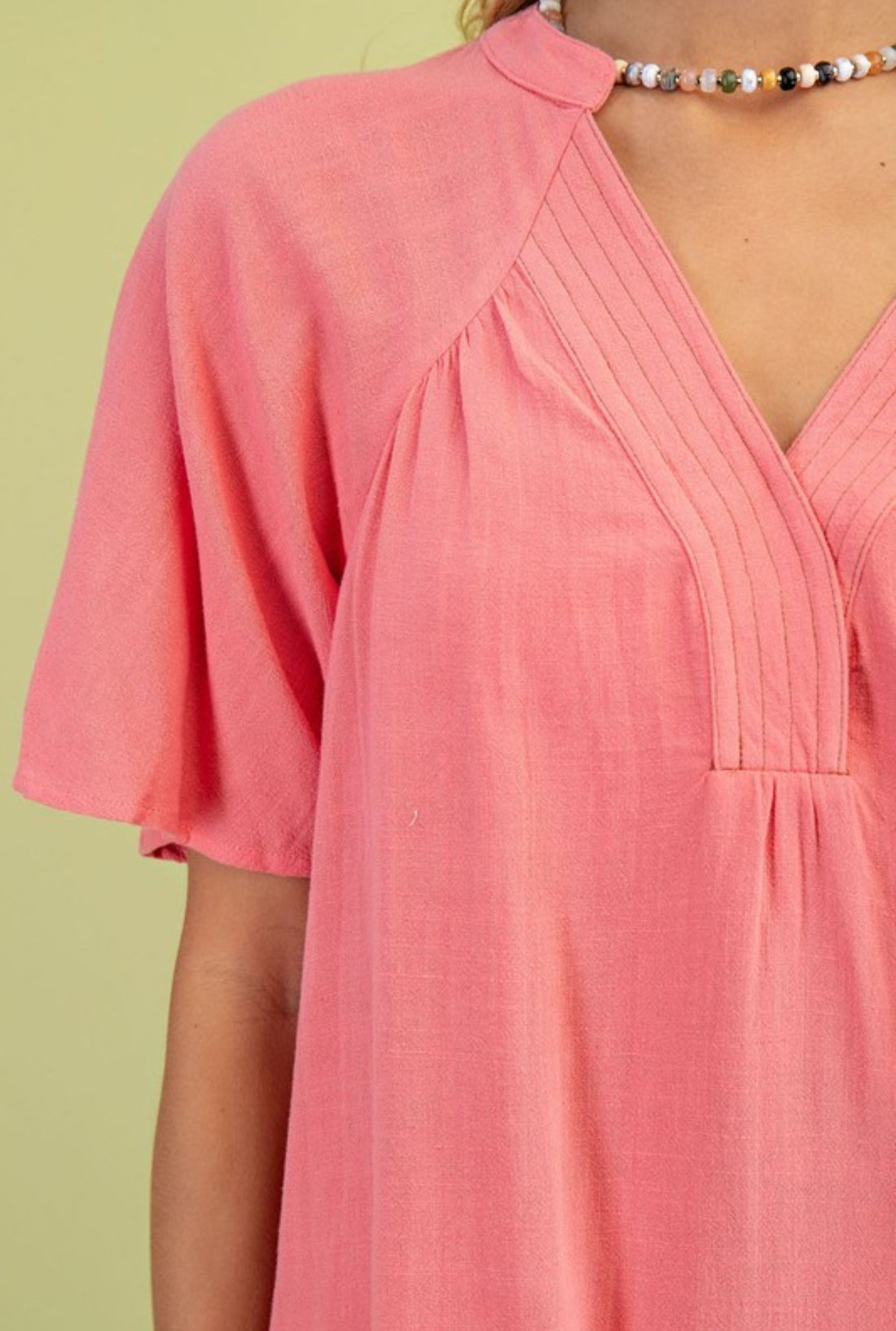 The Nora Coral Linen Top