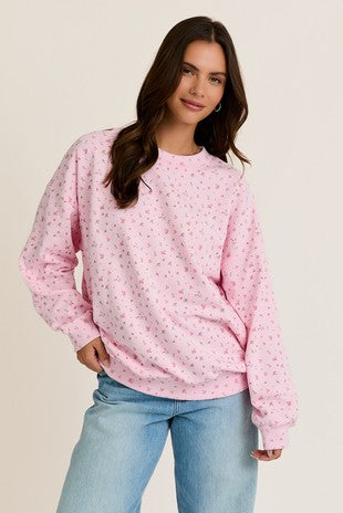 Pink Ditsy Daisy Oversized Crewneck