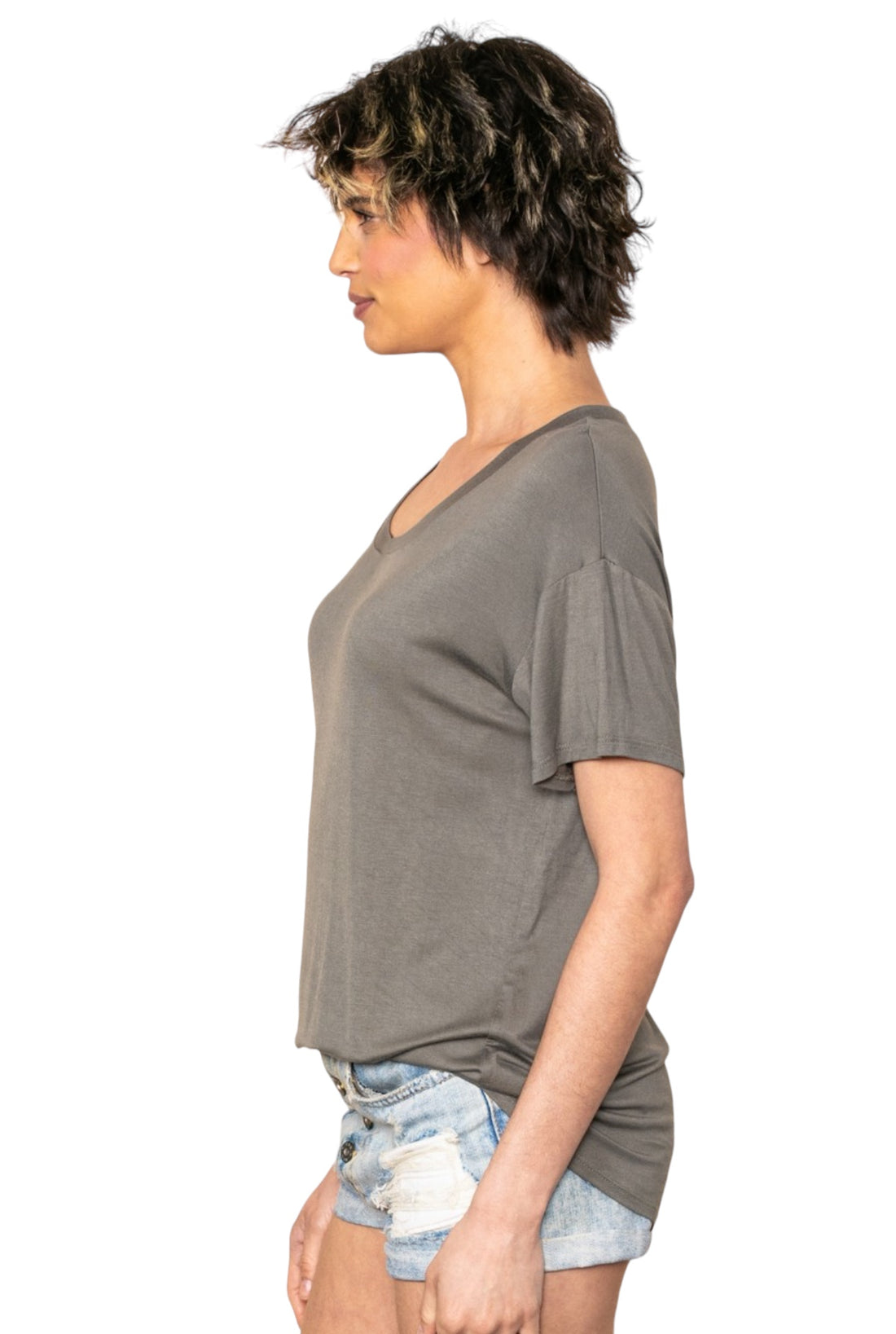 Not So Basic Taupe Scoop Neck Tee