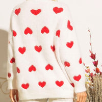 The Malley Fuzzy Red Heart Sweater