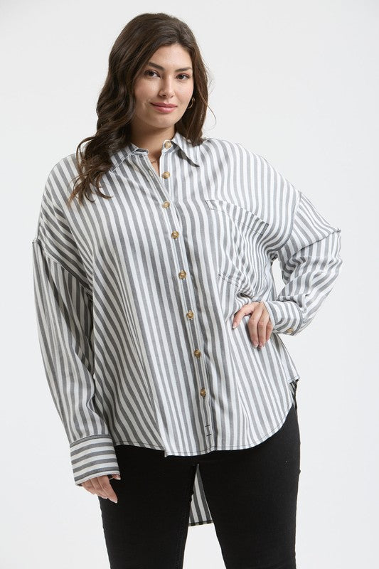 PLUS The Kellyanne Striped Button Down