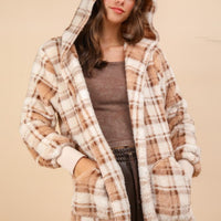 The Claire Cream Plaid Sherpa Jacket