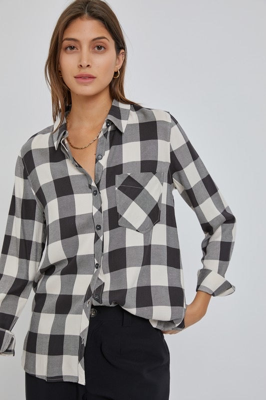 Plus Classic Black/Beige Flannel Shirt