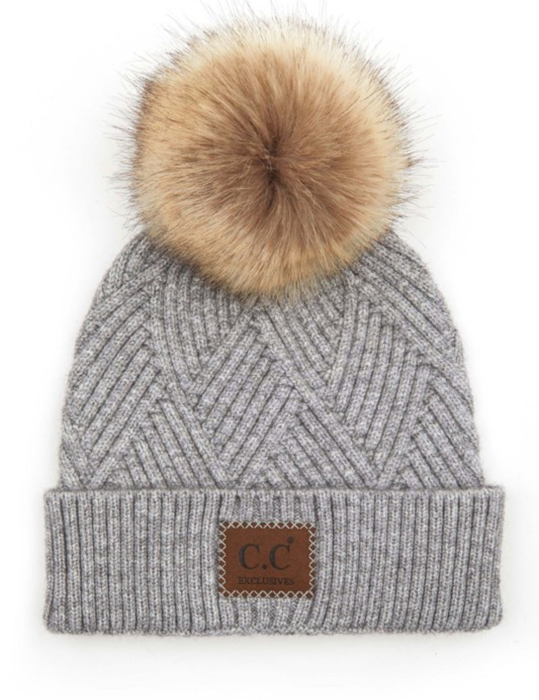 CC Criss Cross Suede Patch Beanie