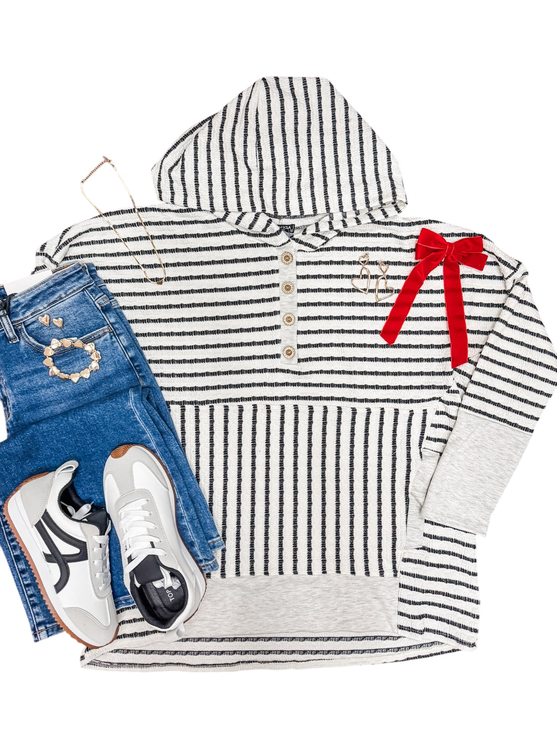 The Molly Stripe Hooded Top