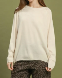 Cozy Crew Neck Knit Sweater in cream color