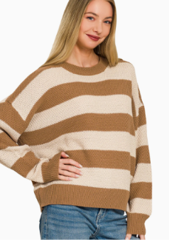 Cozy Stripes Sweater in camel