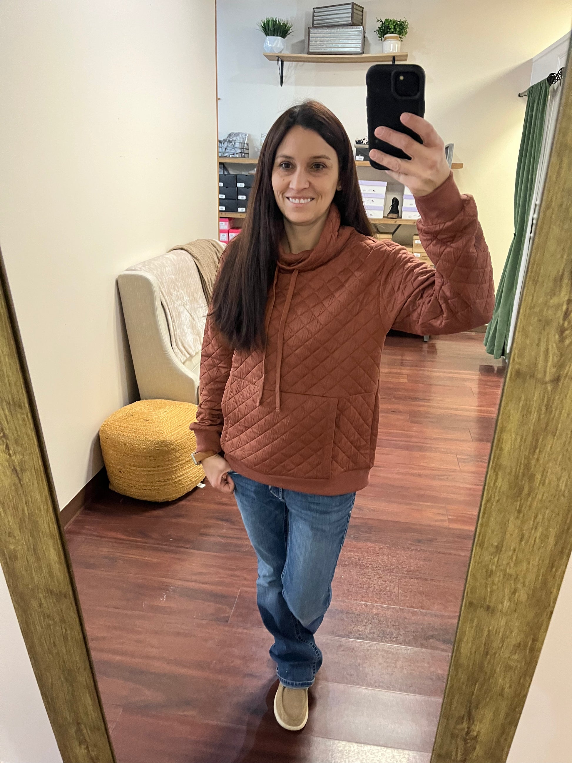 Almond colored cozy funnel pullover 