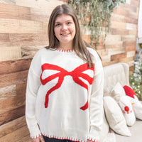 The Grace Red Bow Sweater