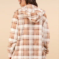 The Claire Cream Plaid Sherpa Jacket