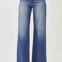 Risen HW Wide Leg Frayed Hem Jeans