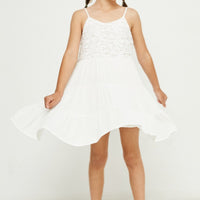 Girls Lace Tiered Off White Dress