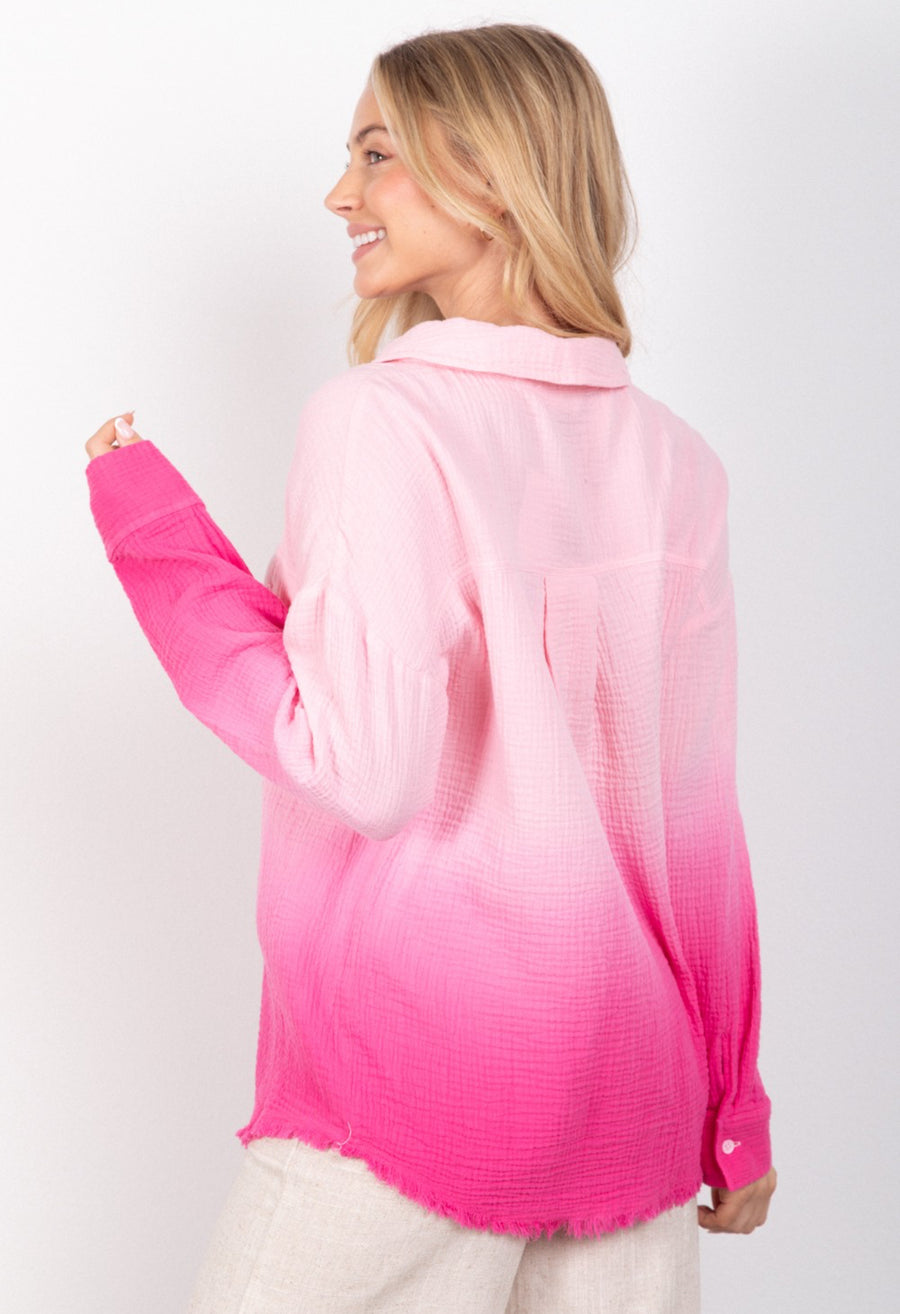 The Tanner Lt Pink Cotton Gauze Ombre Top