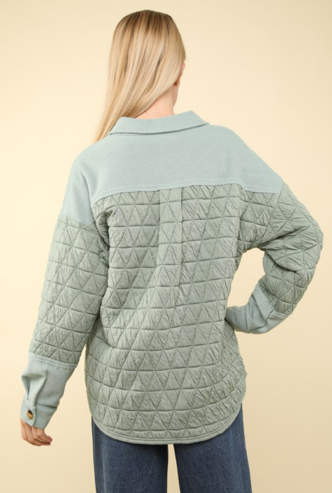 Sage Oversized Quilted Shacket