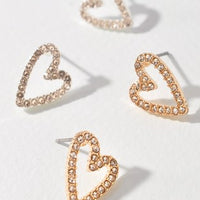 Sparkle Heart Stud Earrings