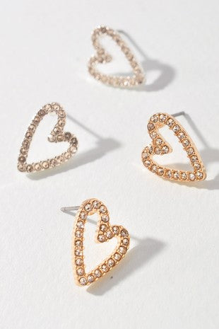 Sparkle Heart Stud Earrings