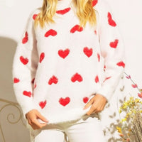 The Malley Fuzzy Red Heart Sweater