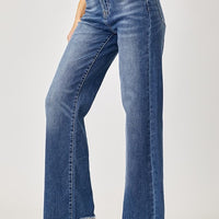 Risen Dark Wash High Rise Wide Leg Jeans