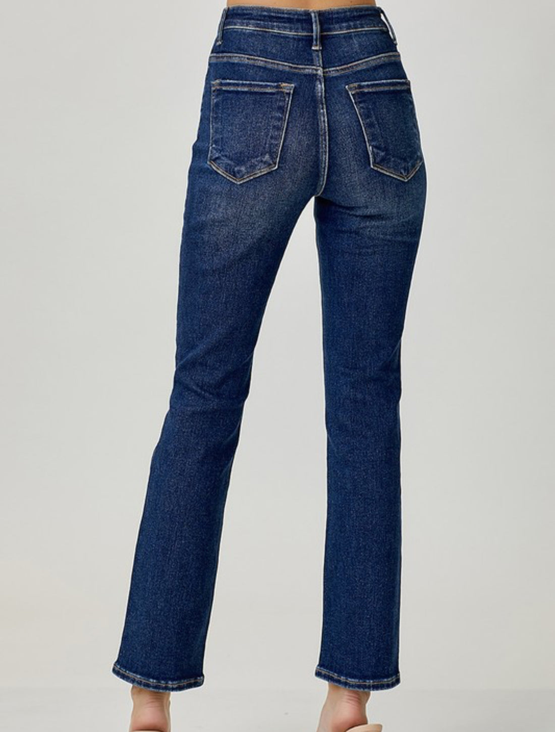 Risen Mid Rise Ankle Straight Jeans