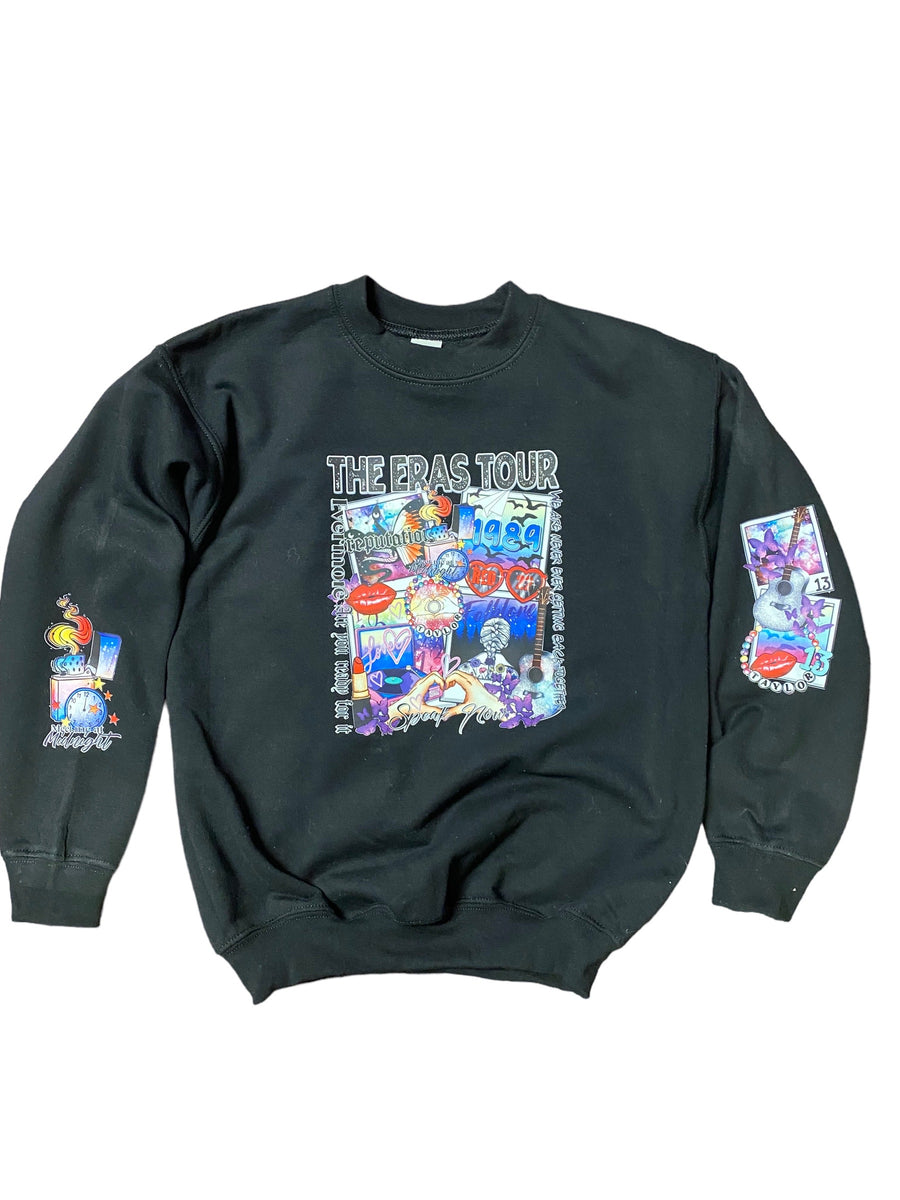 Youth The Eras Tour Black Crewneck with sleeve detail