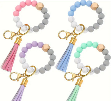 Silicone Bead Wristlet Keychain